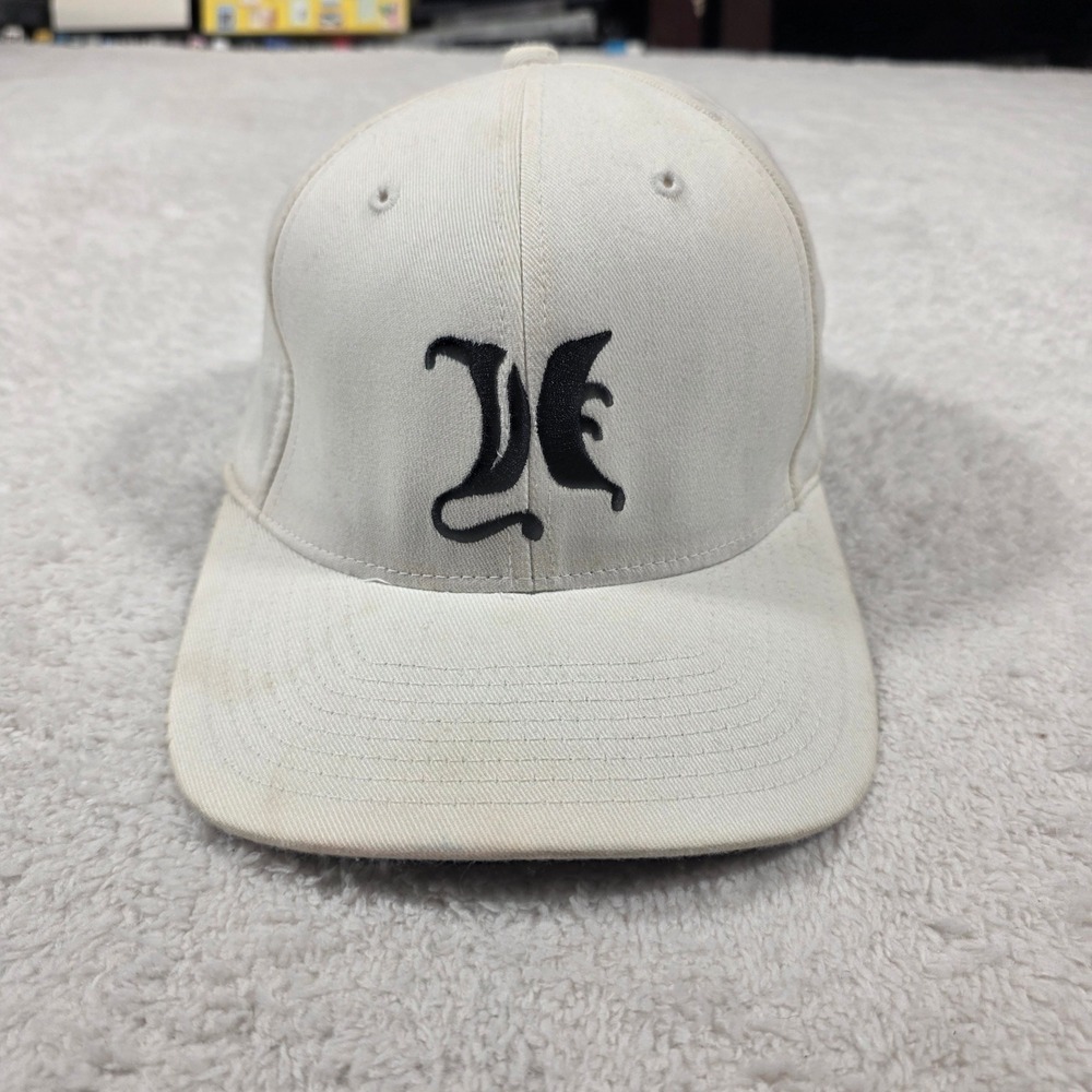 Hurley Flexfit Hat Mens S/M White Vintage Embroidered Logo Y2K Surf Skate Cap